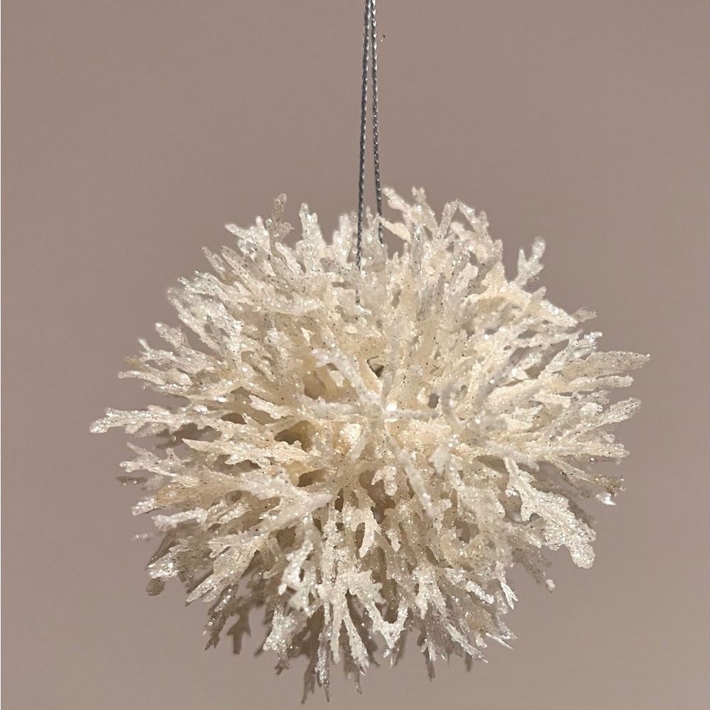 NEW Crate & Barrel White Coral Cluster Christmas Tree Ornament - SET OF 5